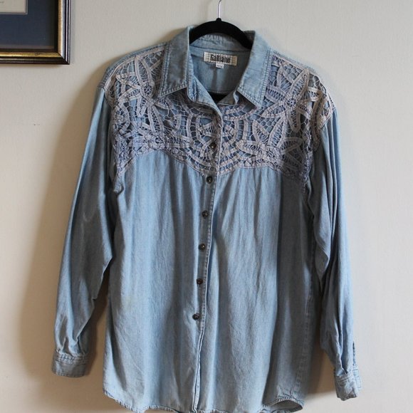 80s Vintage Galliano Western Denim Long Sleeve Medium - Picture 3 of 8